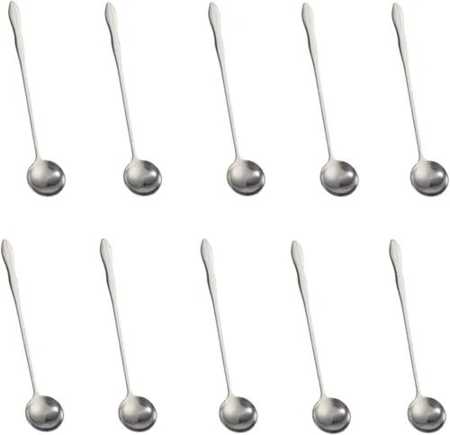 Miniatura 9 de Juego de 8 cucharas mezcladoras de acero inoxidable con mango largo de 7.9 in para café, batidos, jugos, cócteles