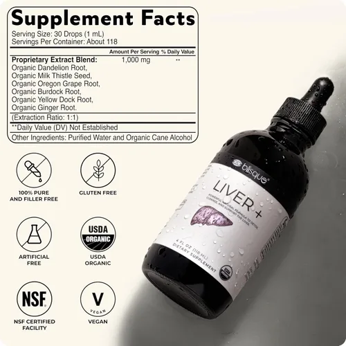Miniatura 6 de Blisque Suplemento orgánico de apoyo hepático complejo para desintoxicar, limpiar y reparar el hígado Aprobado por médicos Ingredientes