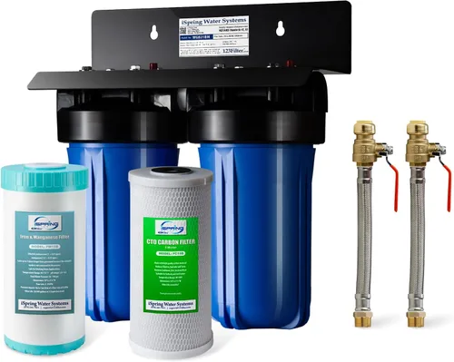 Miniatura 11 de iSpring WGB22B+AHPF12MNPT16X2 Sistema de filtro de agua de 2 etapas para toda la casa, reduce el cloro, sistema de filtración de agua de sedimentos