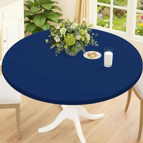 Miniatura 24 de Smiry Mantel Redondo de Spandex, Manteles Elásticos Ajustados Lavables para Mesas de 18"-24", Cubierta de Mesa de Pícnic Elástica Impermeable