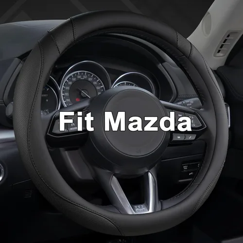 Funda para Volante de Coche West Llama para Mazda 3,5,6,CX-3,CX-5,CX-30,CX-50,CX9,CX-9,MX-5 Miata,CX-7,RX-8,14.5-15 pulgadas (Negro-Tamaño Estándar)