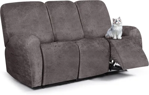 Miniatura 66 de ANARACHON Fundas para sillas reclinables con aspecto de cuero, funda elástica de 4 piezas, funda suave para silla reclinable, protector de muebles