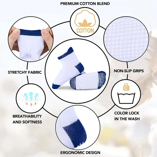 Miniatura 4 de SOCKFUN Calcetines para bebés con agarre, 6 pares, calcetines para bebés y niños pequeños