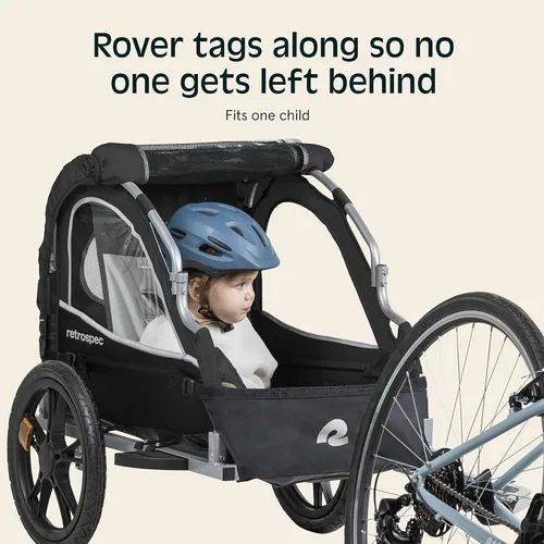 Miniatura 2 de Retrospec Rover - Remolque para bicicleta para niños, individual y doble pasajero, plegable