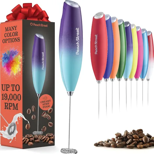Miniatura 10 de Potente espumador de leche de mano, mini espumador de leche, funciona con pilas (no incluida), mezclador de bebidas de acero inoxidable para café