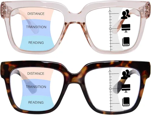 Miniatura 8 de Gafas de lectura progresivas multienfoque para mujer, de gran tamaño, bloqueo de luz azul, estilo Oprah, lectores de computadora