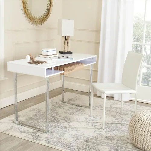 Miniatura 2 de Safavieh Home Collection Metropolitan - Escritorio para computadora blanco y cromado
