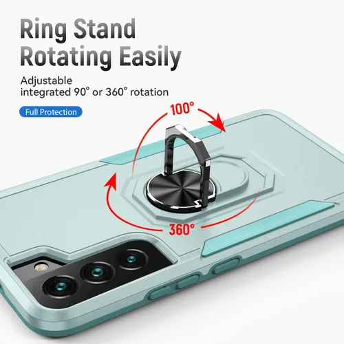 Miniatura 7 de Funda para Samsung Galaxy S22 Plus con soporte, anillo magnético de armadura, resistente funda protectora de grado militar a prueba de golpes