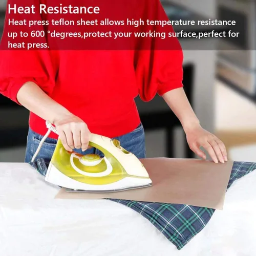 Miniatura 5 de Paquete de 3 hojas de teflón de PTFE para hojas de transferencia de calor de 16 x 12 pulgadas, papel de transferencia de calor antiadherente, Marrón