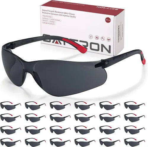 Miniatura 12 de Gafas de Seguridad Tintadas 24 Unidades, Gafas de Sol de Seguridad a Granel con Protección UV ANSI Z87.1, Gafas Protectoras Resistentes a Rayones e