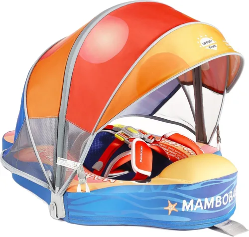Flotadores para bebé para piscina con dosel toldo de protección solar extraíble Mambobaby Float No Inflable Mejora Añadir cola Evitar Voltear Nueva