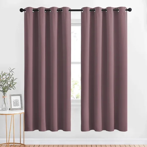 NICETOWN Juego de 2 paneles de cortinas opacas de 72 pulgadas de largo, con ojales y aislamiento térmico para oscurecer la habitación, cortinas Rosa