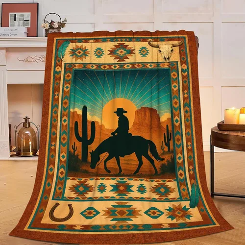 Miniatura 46 de Manta con diseño étnico de mapa tribal africano, diseño vintage de animales de safari africanos, manta suave y acogedora de vellón mullido, mantas