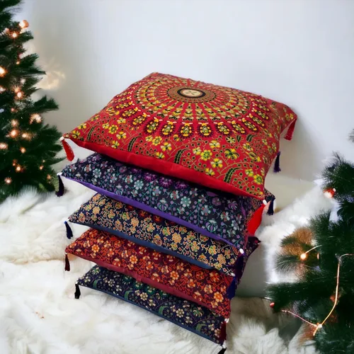 Miniatura 7 de Juego de 5 fundas de almohadas decorativas bohemias - Cojines decorativos de seda para sofá, sillón y cama - Decoración del hogar de inspiración