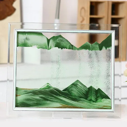 Miniatura 10 de Imágenes de arte en arena, pintura de arena movediza, decoración de sala de estar, escritorio 3D, paisaje natural, imagen de arena fluida con base