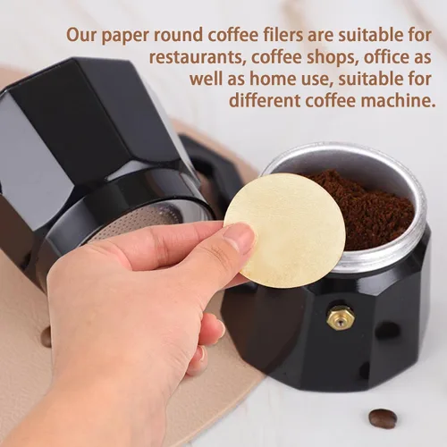 Miniatura 5 de CEYAZYE 200 piezas de papel de filtro de café redondo, filtros de café desechables de 2.205 in, filtro de cafetera Moka para máquina de espresso