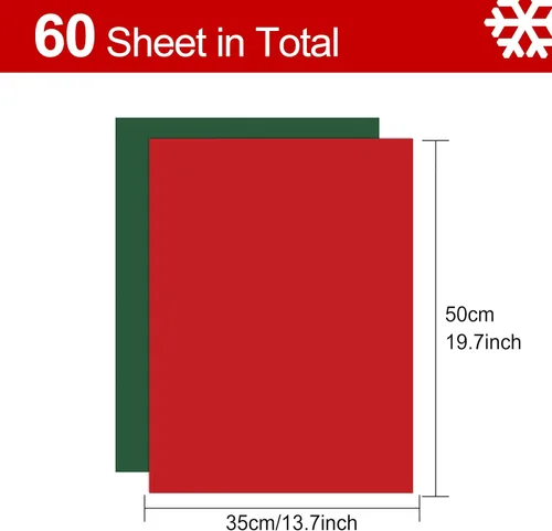 Miniatura 2 de MIAHART 60 hojas de papel de seda navideño a granel 50x35cm, papel de regalo rojo y verde para DIY y bolsas de regalo para manualidades y decoración