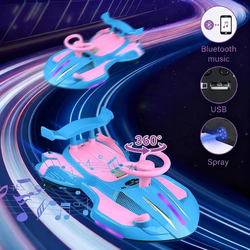 Miniatura 5 de Coche eléctrico de 12V con pedal para niños que se menea, juguete recargable 2 en 1 de coche oscilante, coche de derrape diabólico con respaldos