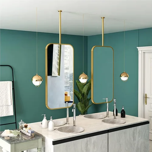 Miniatura 7 de Espejo rectangular cuadrado montado en el techo, moderno espejo de maquillaje de baño, transparente y práctico para dormitorio, sala de estar