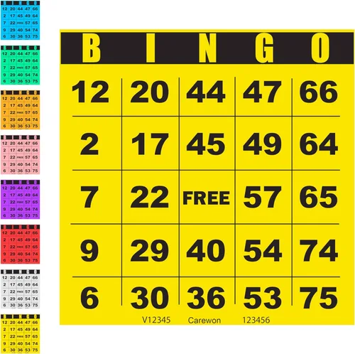 Miniatura 8 de 100 tarjetas de bingo, grandes de 4.5 x 4.5 pulgadas, azul (1 de 8 colores), hojas de bingo de papel, desechables o reutilizables para daubers