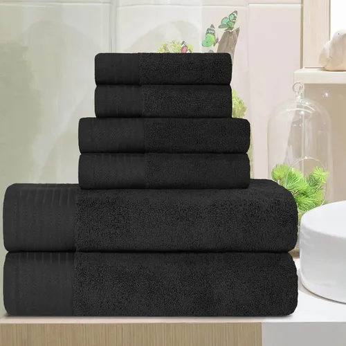 Miniatura 80 de Superior Juego de 6 toallas de 100% algodón egipcio de 500 GSM, 6 piezas, 2 caras, 2 manos, 2 toallas, ideal para baño, cocina o playa, de secado