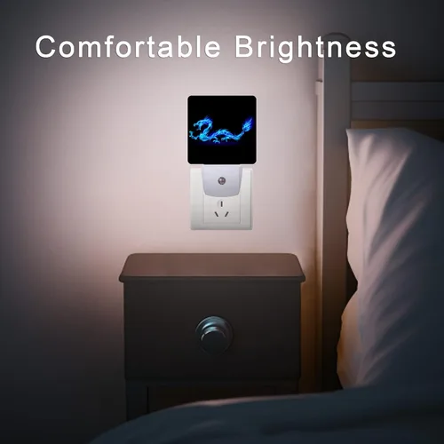 Miniatura 7 de Luz nocturna de dragón azul, luces nocturnas enchufables de 0.5 W, aptas para dormir, para niños y niñas, luz nocturna LED con sensor de atardecer a