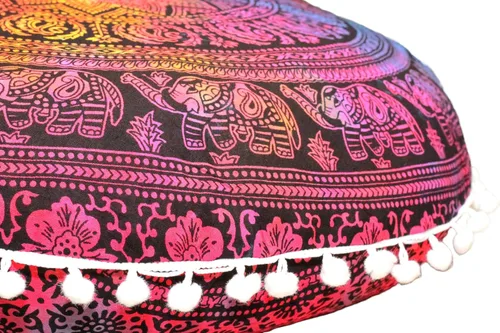 Miniatura 7 de CRAFT KALA Funda de cojín de 81,2 cm para meditación en el suelo, redonda, para asiento, estilo hippie, decorativa para adultos, bohemia