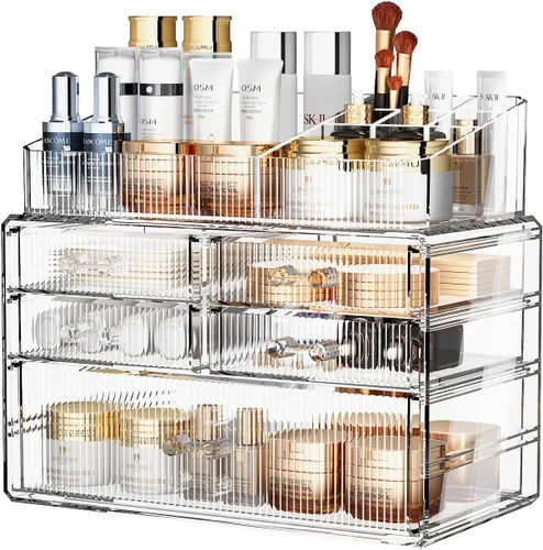 Miniatura 16 de ZHIAI Organizador Cosmético Apilable, Organizador Cosmético de Acrílico para Cómoda, Tocador, Gabinete de Cocina, Baño, Debajo del Fregadero