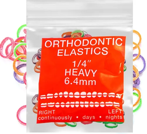 Miniatura 13 de Gomas elásticas de látex neón 100 unidades Bandas elásticas ortodónticas Bandas de goma dentales para uso intraoral Fabricadas en EE. UU. Ligeras