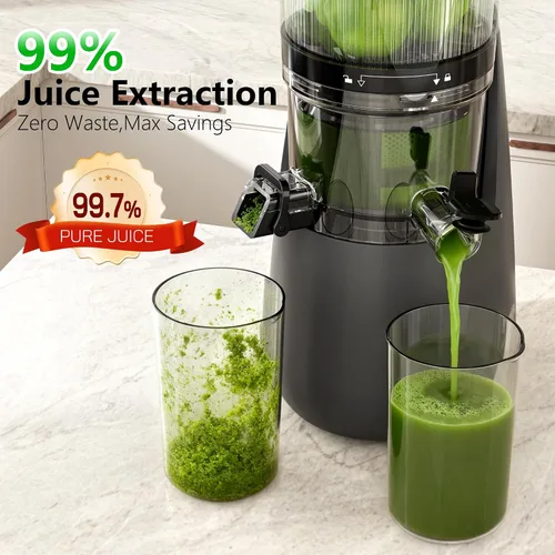 Miniatura 4 de B12 Exprimidor de prensado en frío, máquinas exprimidoras lentas y masticadoras de 6" con canal de alimentación extra grande, potente motor AC sin