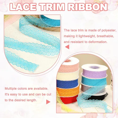 Miniatura 3 de MECCANIXITY 1.2 Inch Wide 15 Yard Lace Ribbon Floral Pattern Beige Lace Trim Ribbon for Gift Wrapping Bouquets, Wedding Decor Sewing Making, and DIY