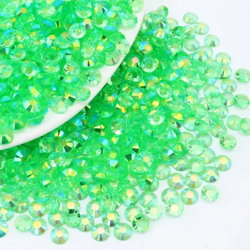 Miniatura 6 de 10000 diamantes de imitación de resina de 0.079 pulgadas con parte trasera plana, transparente verde oscuro AB con parte trasera plana