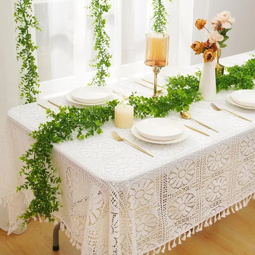 Miniatura 2 de Dolicer Guirnalda de eucalipto, paquete de 2 unidades, vegetación sintética de 12 pies, guirnaldas colgantes falsas para telón de fondo de boda