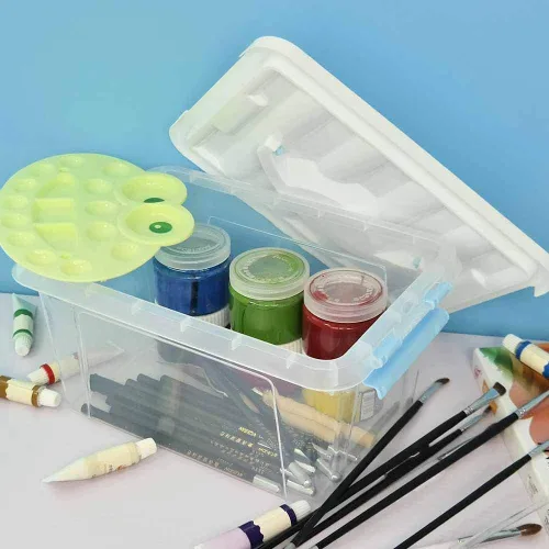 Miniatura 4 de Paquete de 6 cajas de almacenamiento con cierre transparente, contenedor de almacenamiento pequeño con asa