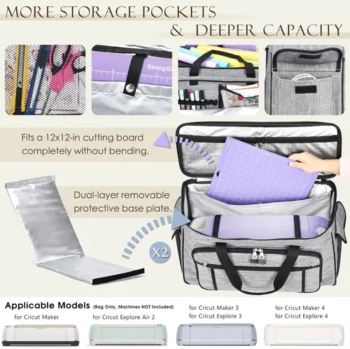 Miniatura 2 de CAB55 Estuche de transporte con ruedas para Cricut Maker 3/Maker 4/Maker/Explore 4/Explore 3/Explore Air 2, bolsa de almacenamiento de doble capa