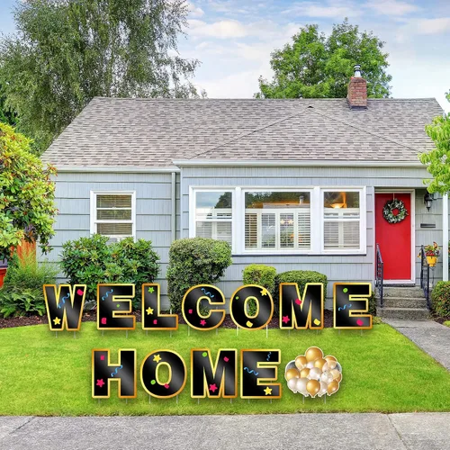 Miniatura 4 de Letrero de bienvenida a casa con estacas – Decoración de bienvenida al aire libre para el hogar adecuada para suministros de fiesta familiar – Juego