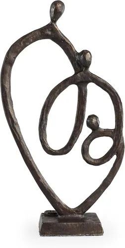 Danya B. Familia de 3 anillos de corazón de amor, escultura de bronce fundido en arena, decoración contemporánea para el hogar u oficina, regalo