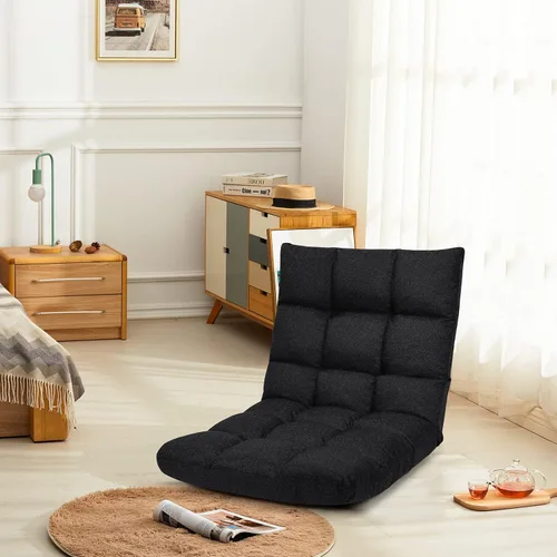 Miniatura 7 de Giantex Sofá de suelo, silla de videojuegos con 14 posiciones ajustables, respaldo acolchado, asiento acolchado para el suelo, silla plegable