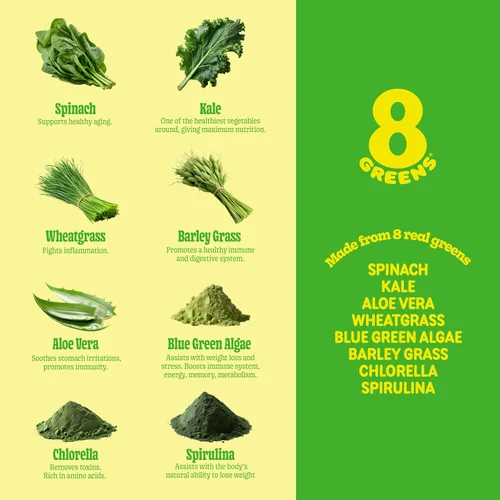 Miniatura 7 de 8Greens - Tabletas efervescentes para el sistema inmune y la energía, elaboradas con 8 vegetales super potentes (3 tubos, 30 tabletas)