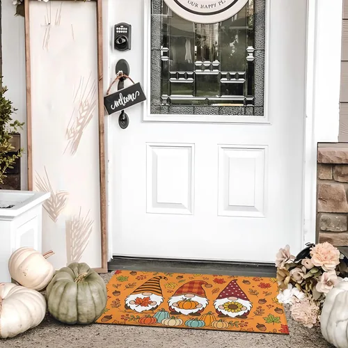 Miniatura 5 de Fall Door Mat Outdoor, Autumn Pumpkin Welcome Mat Fall Decorations Non-Slip Thanksgiving Doormat Low Profile for Home Indoor Outdoor Decor