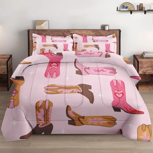 Miniatura 3 de Pamnest Juego de edredón tamaño Twin, ropa de cama suave retro vaquera occidental de 2 piezas para niños y adultos, juego de edredón estético