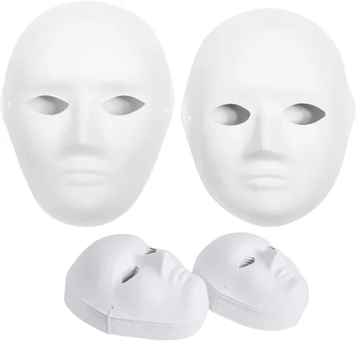 CALPALMY Paquete de 30 máscaras de papel maché, 2 tamaños para proyectos artísticos, teatro, Halloween, fiestas de máscaras, arte en el aula Cara