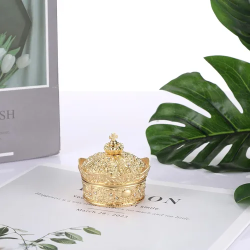 Miniatura 6 de Hipiwe Joyero antiguo con diseño de corona del tesoro, caja de almacenamiento para recuerdos, regalo para mujeres