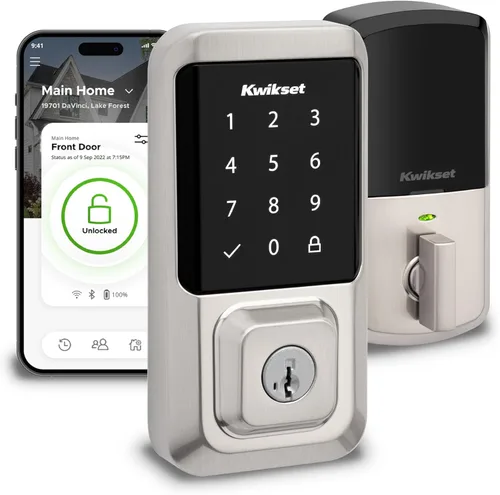 Miniatura 13 de Kwikset Halo Bloqueo inteligente Wi-Fi, cerradura de puerta delantera de entrada sin llave con pantalla táctil, acabado en negro mate, certificado