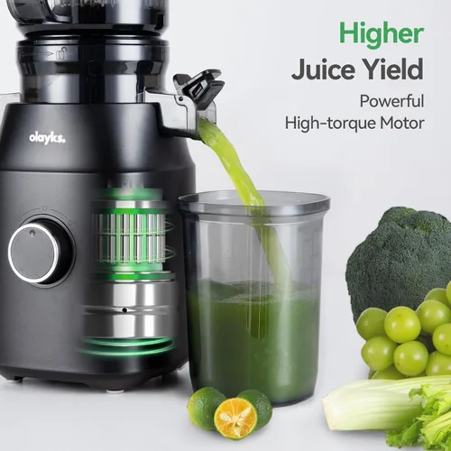 Miniatura 3 de Máquinas exprimidoras, exprimidor de prensa en frío con canal de alimentación grande de 4.3 pulgadas para frutas y verduras enteras, máquina
