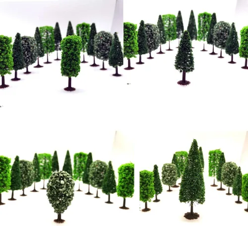Miniatura 4 de Baryuefull - Árboles en miniatura y modelos con arbustos de base, árboles de diorama, modelo de bosque, tren, paisaje, árboles falsos para paisaje