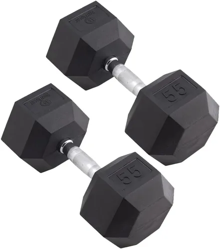 Miniatura 13 de Body Sport Mancuernas hexagonales con revestimiento de goma, par de mancuernas para ejercicios, equipo de entrenamiento de fuerza, accesorios