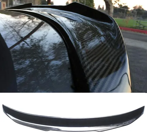 NINTE Alerón para Infiniti Q50 Q50S Sedan 2014 2015 2016 2017 2018 2019 2020 2021 2022 2023 2024 ABS pintado fibra de carbono revestimiento PSM
