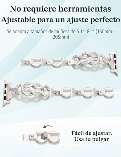 Miniatura 4 de TOYOUTHS - Pulsera celta compatible con bandas de Apple Watch 38/40/41/42/44/45/46/49 mm para mujeres, cadena elegante de joyería de metal de acero