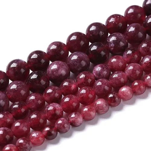 Miniatura 2 de 36 piezas de cuentas de jade granate natural de 0.394 pulgadas, cuentas de piedra preciosa de espacio suelto redondas para hacer joyas, cuentas